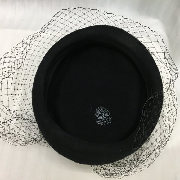 Black Fascinator with Black Veil and Feathers
